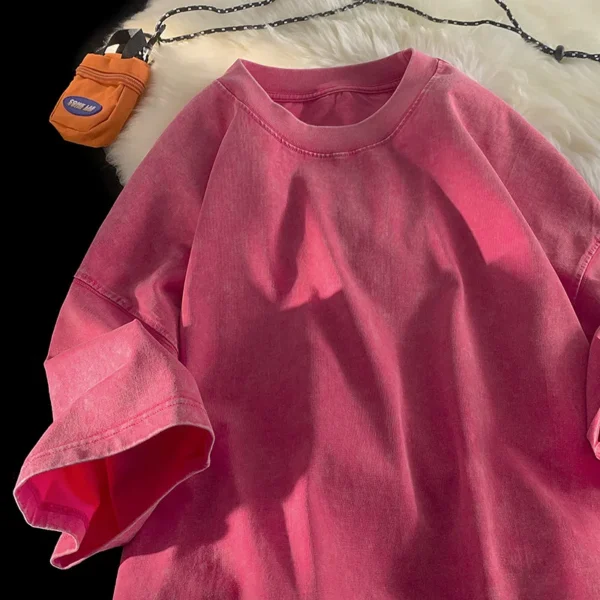 Quality Oversized Acid Washed Y2K T Shirt men Vintage T-shirts Streetwear Mineral Wash Tee Shirts boy Loose Luxury Brand Tops - 图片 4