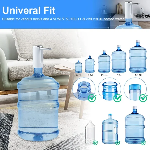 Electric Water Gallon Bottle Pump Foldable Automatic Water Dispenser 19 Liters Bottle Rechargeable Desktop Drinking Water Pump - 图片 6