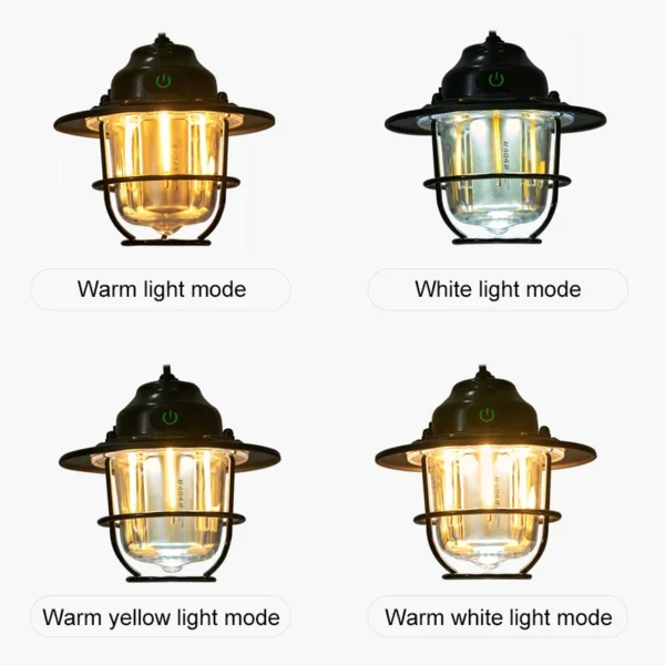 Portable Camping Lanterns Retro Hanging Tent Lamp Waterproof Dimmable Camping Light 1200mAh for Hiking Fishing Emergency Lantern - 图片 4