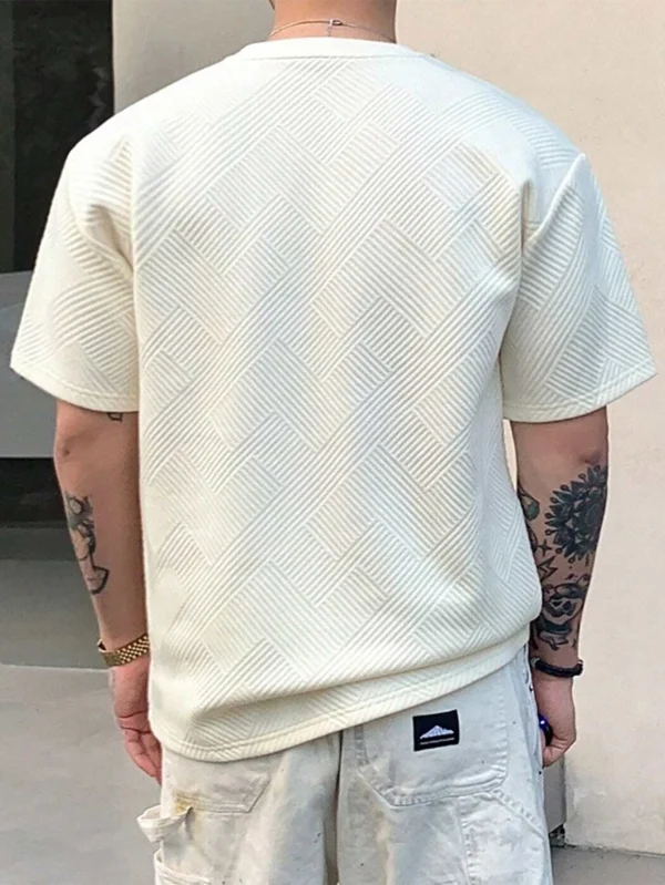 Men's Simple & Stylish Casual Jacquard Round-Neck T-Shirt - 图片 2
