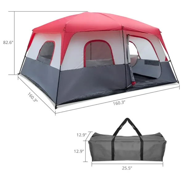 14 Person Camping Tent, Waterproof Windproof Family Tent Dome Tent Portable Up Tent With Easy Setup For Camping & Hiking, - 图片 2