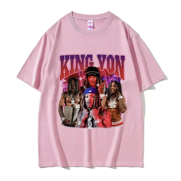 Rapper K-King Von Graphic T Shirt Men's Hip Hop Gothic Fashion Short Sleeve T-shirts Oversized Cotton T-shirt Streetwear 80312 - 图片 4