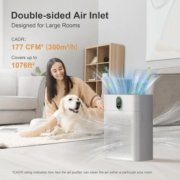 Smart Air Purifier Wi-Fi Alexa Compatible HEPA Filter PM2.5 Display Auto Mode Large Rooms up to 1076 ft² Efficient Air Quality - 图片 5