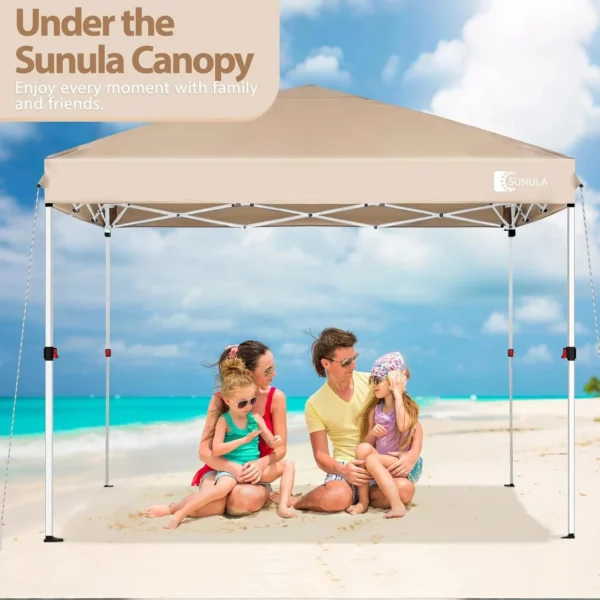 10x10 Pop Up Canopy Tent Instant Gazebo for Outside Camping Portable Outdoor Shading Shelter Easy Setup Beach Tent, Khaki - 图片 2