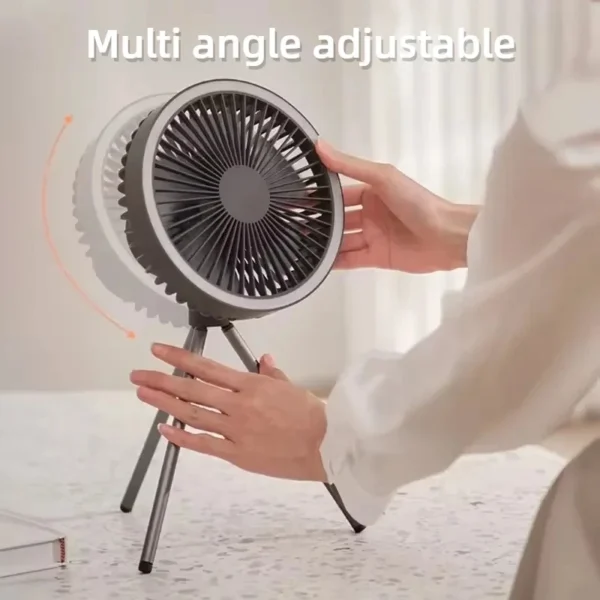 Camping Fan 10000mAh Rechargeable Desktop Portable Air Circulator Wireless Ceiling Electric Fan with Power Bank LED Light Tripod