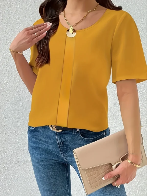 Temperament Blouse Casual Loose Woman Shirt Elegant Short Sleeve Blouse Weekday - 图片 2