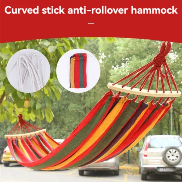 WESTTUNE Outdoor Canvas Hammock Camping Swing Hammock with Tree Ropes Load-bearing Up to 200kg Perfect for Garden Patio Backyard - 图片 5