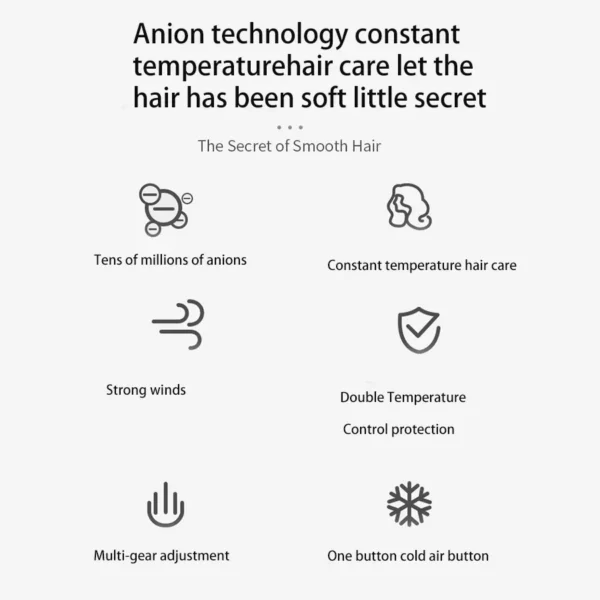 Professional Negative Ion Hairdryer Leafless Constant Temperature Hairdryer High Speed Home Negative Ion Hairdryer - 图片 5