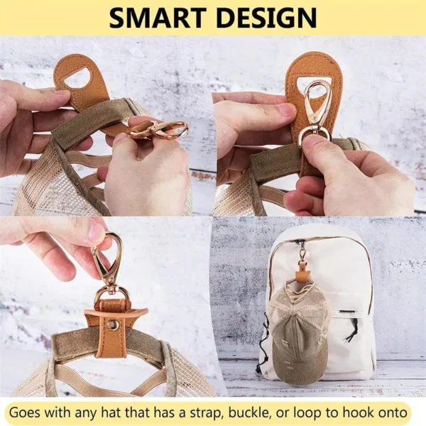 Travel Hat Clip Leather Simple Golf Baseball Hat Clip Summer Hat Strap Towel Glove Storage Wallet Buckle Hands-free Latch Clip - 图片 4