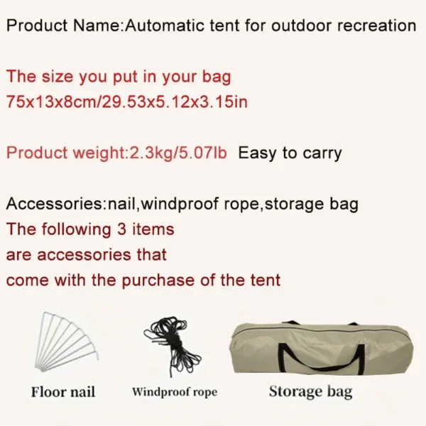 Outdoor Tent Camping Automatic Tent double-deck tents double door tent folding camping tent Waterproof Tents Outdoor fish tent - 图片 6